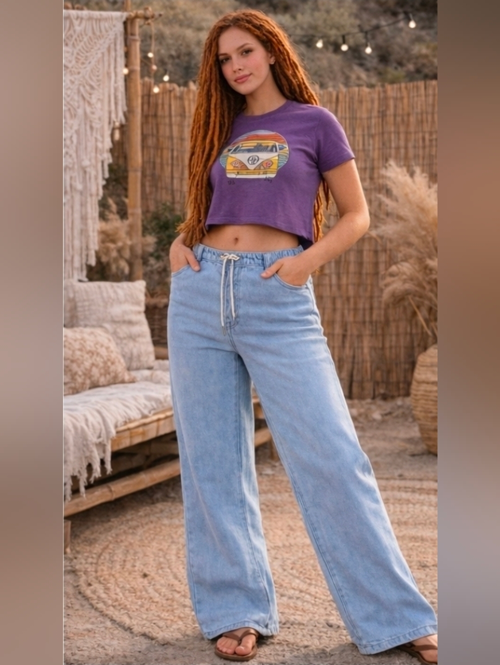 Flamingals Soft Demin Drawstring Jeans SZ L